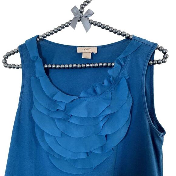 Ann Taylor Loft Tops - ANN TAYLOR Loft Ruffle Trim Sleeveless Tank Top with Elasticized Waist Sz S